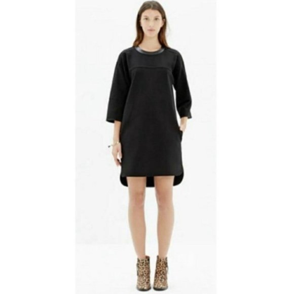 NEW Madewell Leather Trim Pique Ponte Dress S - Picture 8 of 10